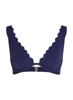 Scallop non-padded underwired bikini top - Blue