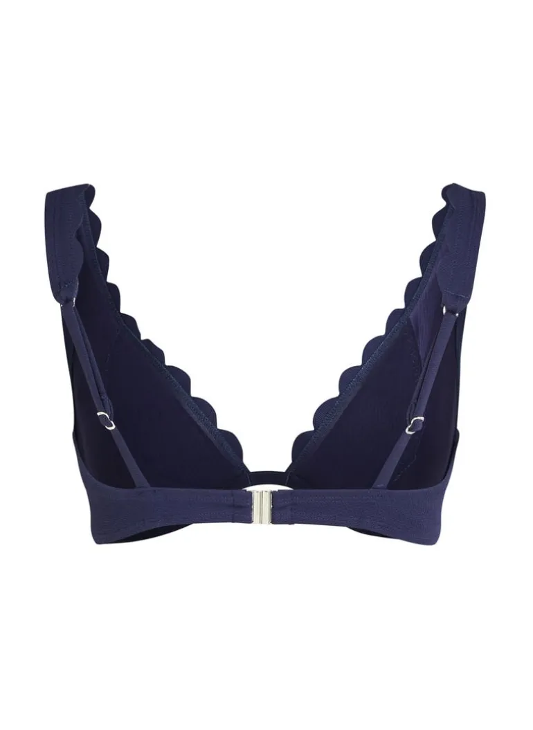 Scallop non-padded underwired bikini top - Blue