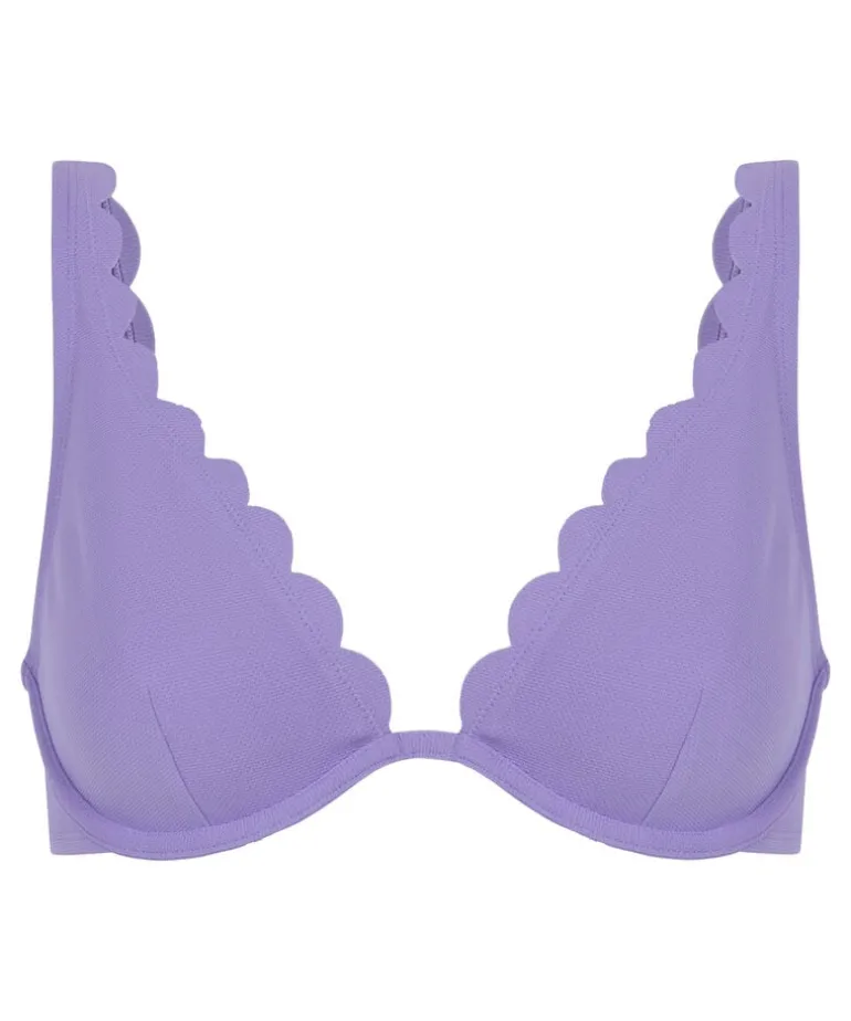 Scallop non-padded underwired bikini top - Purple
