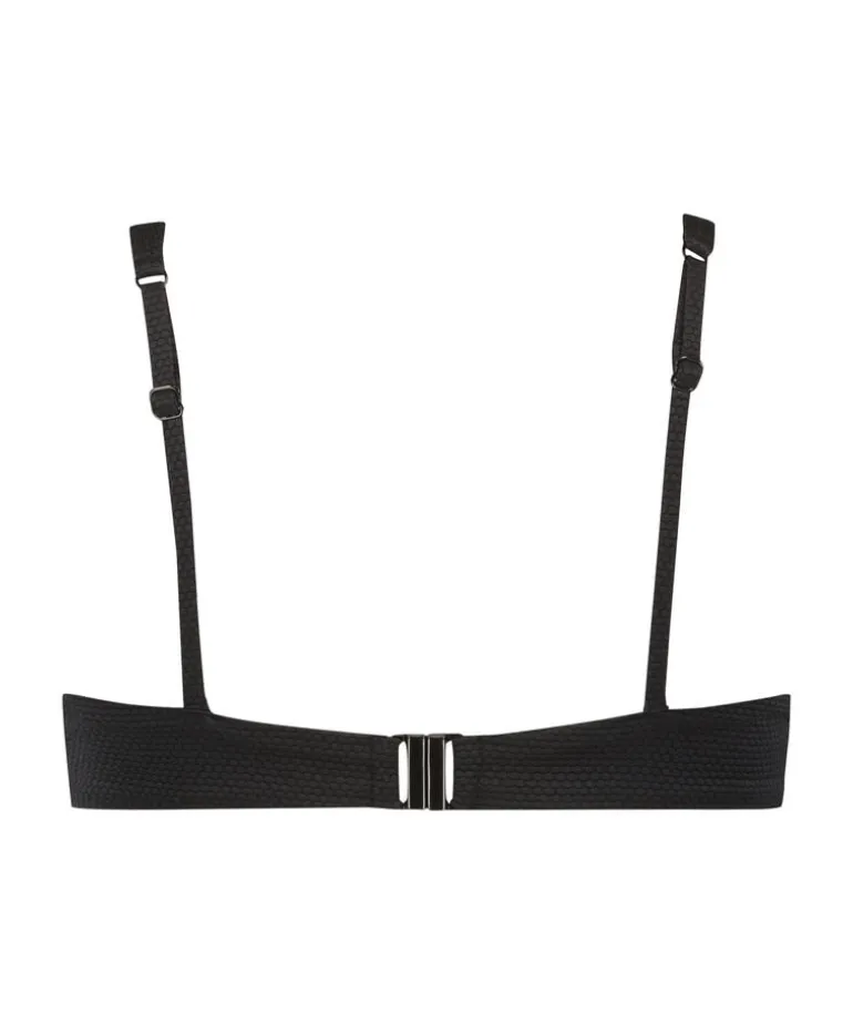 Scallop non-padded underwired bikini top - Black