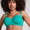 Scallop Padded Strapless Underwired Bikini Top Cup E + - Green