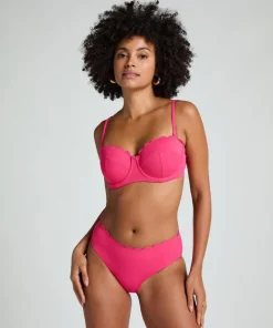 Scallop Padded Strapless Underwired Bikini Top Cup E + - Pink