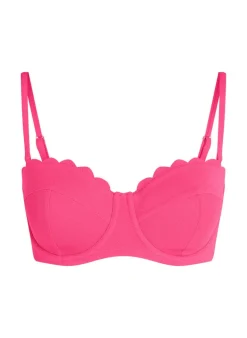 Scallop Padded Strapless Underwired Bikini Top Cup E + - Pink