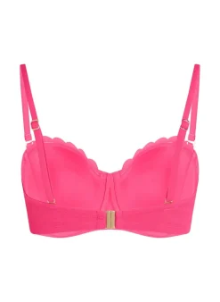 Scallop Padded Strapless Underwired Bikini Top Cup E + - Pink
