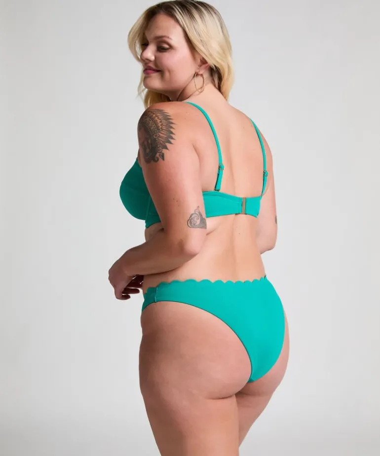 Scallop Padded Strapless Underwired Bikini Top Cup E + - Green