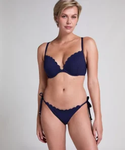 Scallop padded underwired bikini-top - Blue