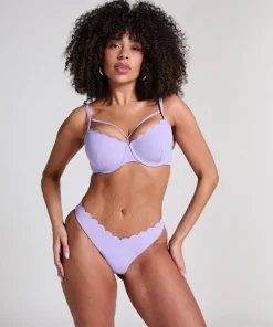Scallop Padded Underwired Bikini Top - Purple