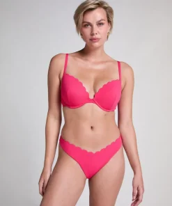 Scallop padded underwired bikini-top - Pink