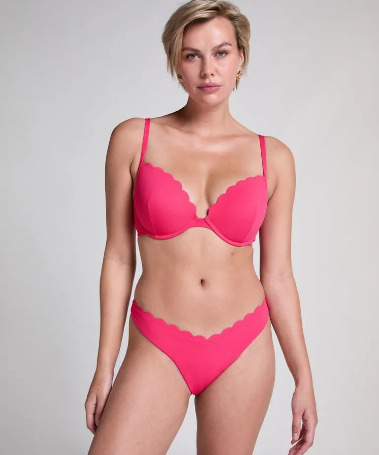 Scallop padded underwired bikini-top - Pink