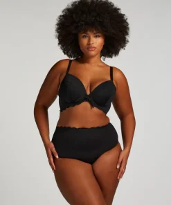 Scallop padded underwired bikini-top - Black