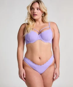 Scallop Padded Underwired Bikini Top - Purple