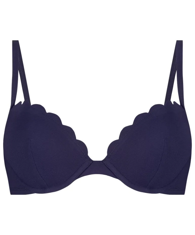 Scallop padded underwired bikini-top - Blue