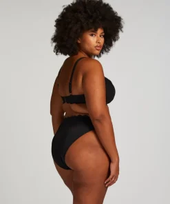 Scallop Padded Underwired Bikini Top - Black