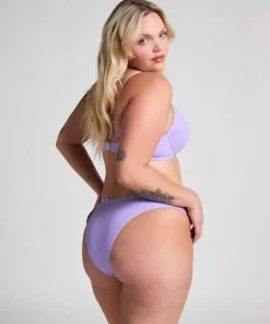 Scallop Padded Underwired Bikini Top - Purple