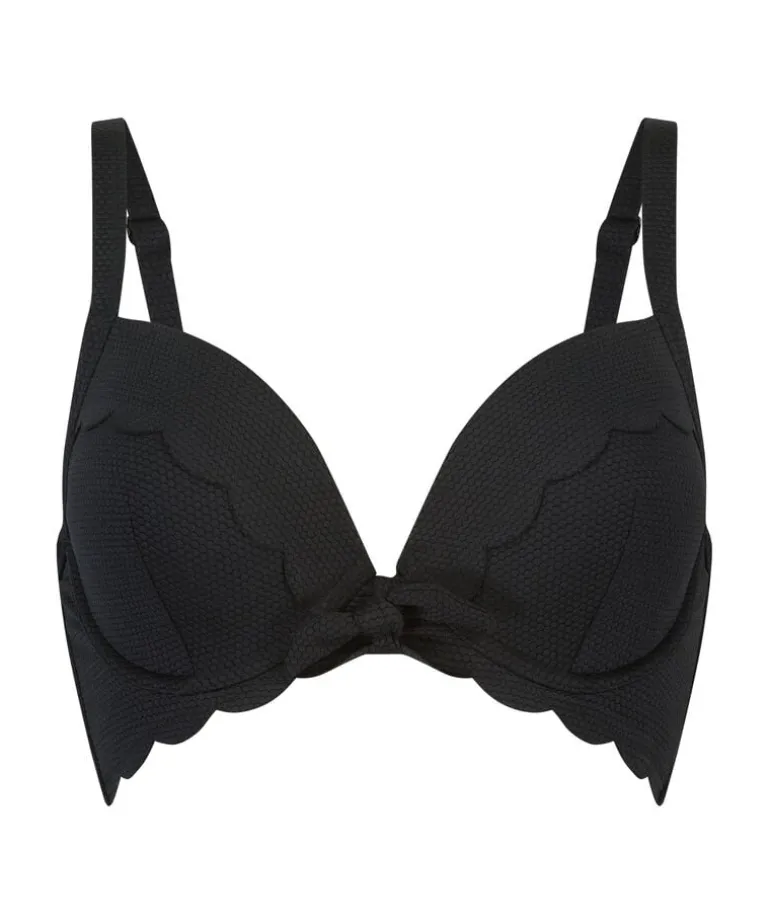 Scallop padded underwired bikini-top - Black