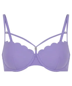 Scallop Padded Underwired Bikini Top - Purple