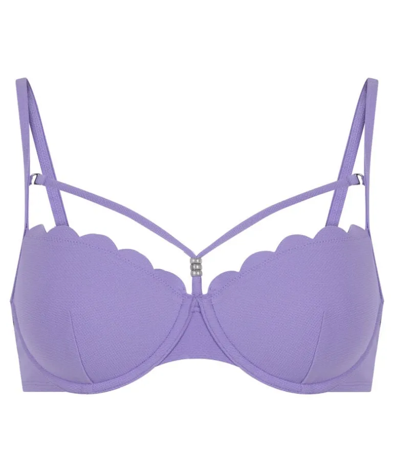 Scallop Padded Underwired Bikini Top - Purple