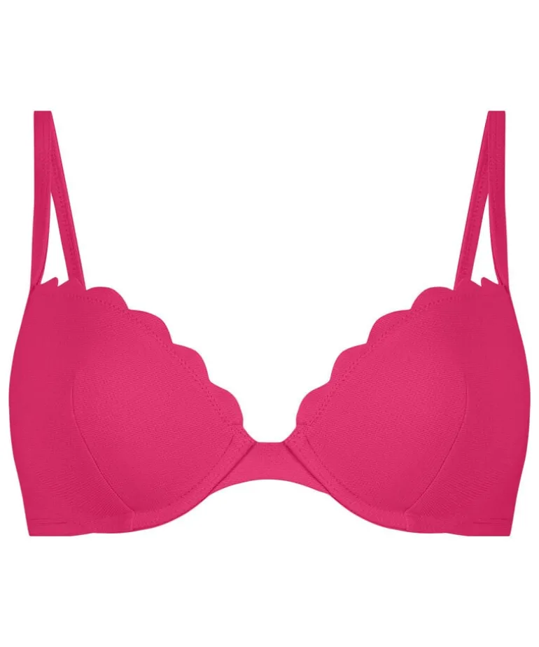 Scallop padded underwired bikini-top - Pink