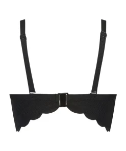 Scallop padded underwired bikini-top - Black