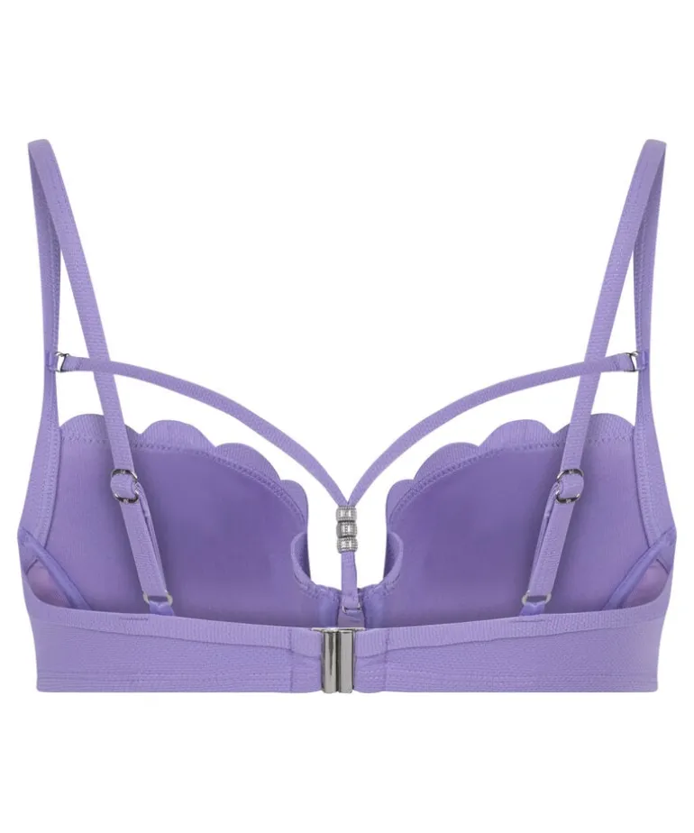 Scallop Padded Underwired Bikini Top - Purple