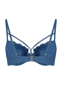 Scallop Padded Underwired Bikini Top - Blue