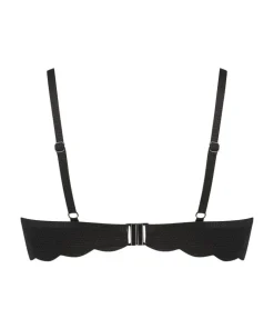 Scallop Padded Underwired Bikini Top - Black