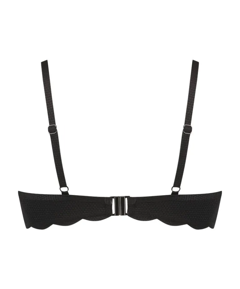 Scallop Padded Underwired Bikini Top - Black