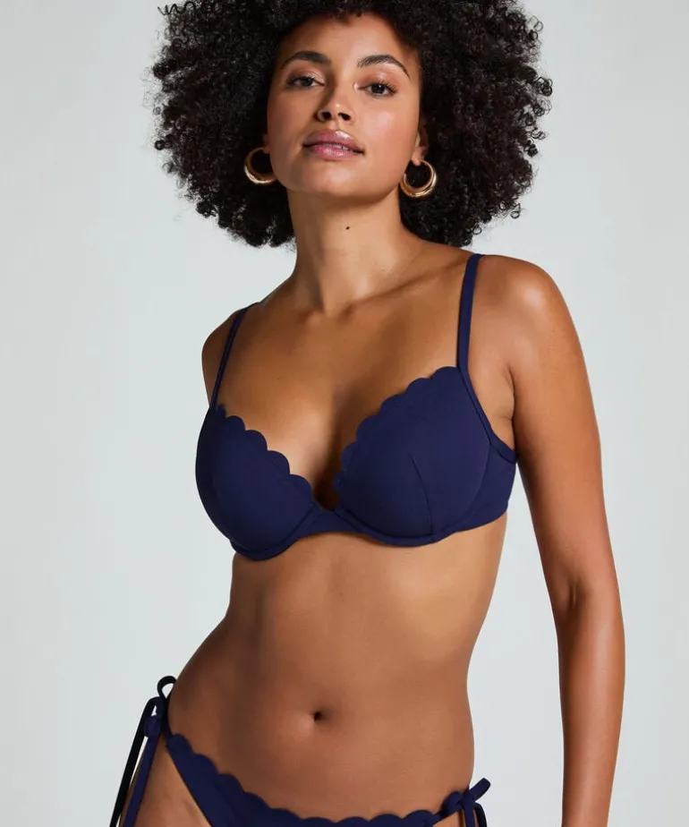 Scallop push-up underwired bikini top Cup A - E - Blue