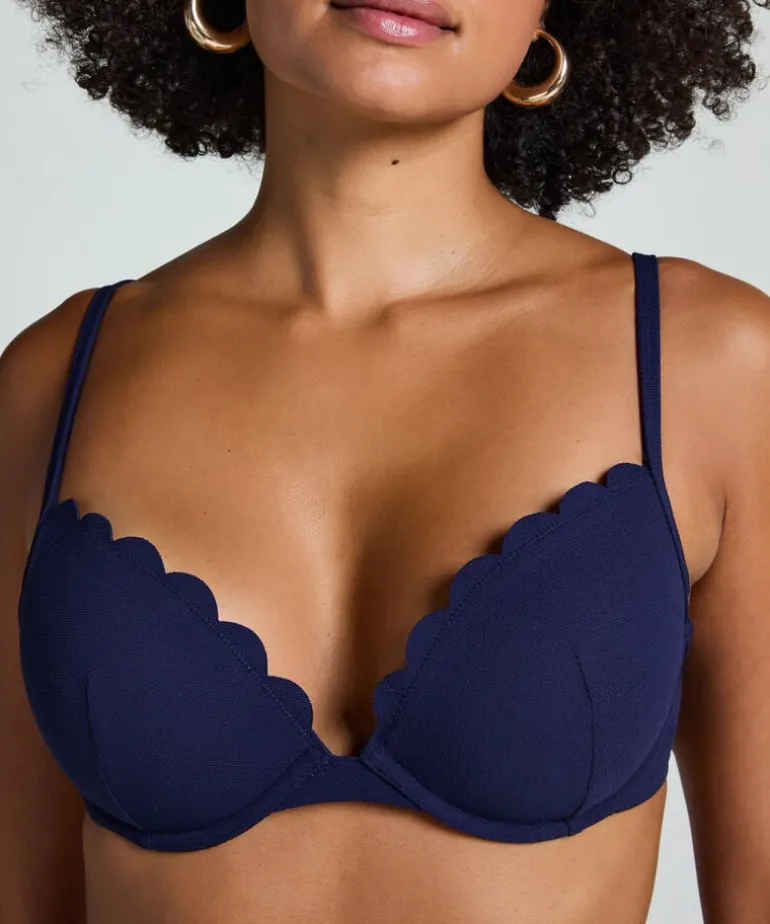 Scallop push-up underwired bikini top Cup A - E - Blue