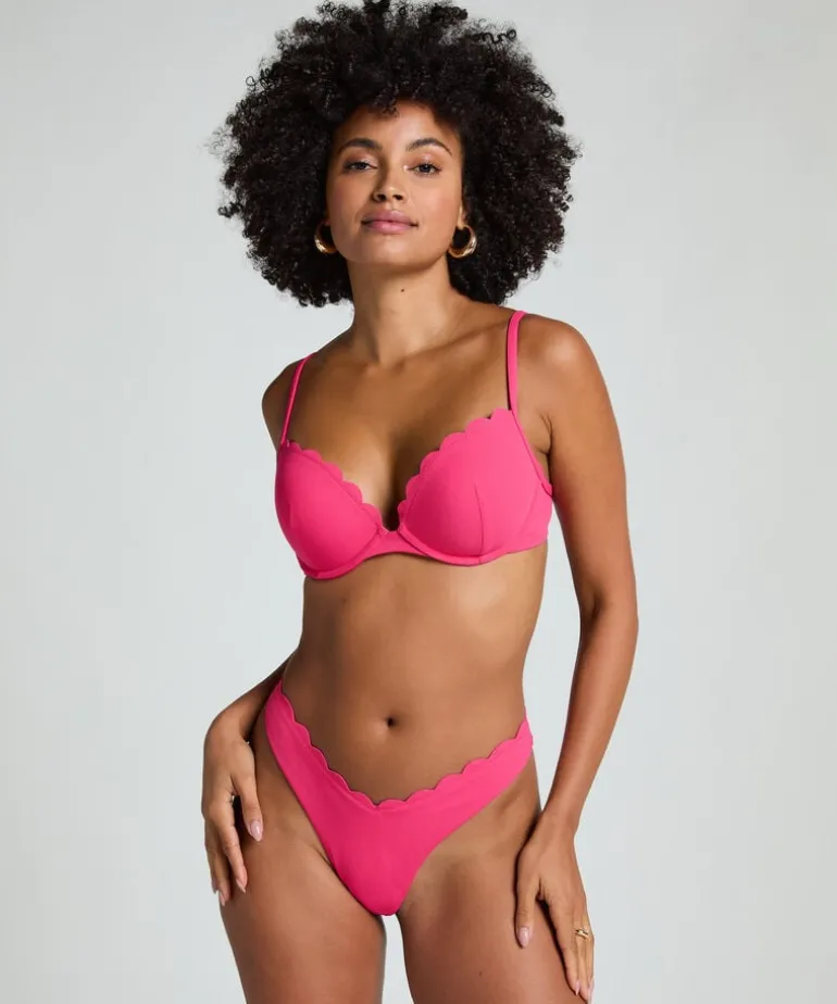 Scallop push-up underwired bikini top Cup A - E - Pink