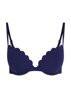 Scallop push-up underwired bikini top Cup A - E - Blue