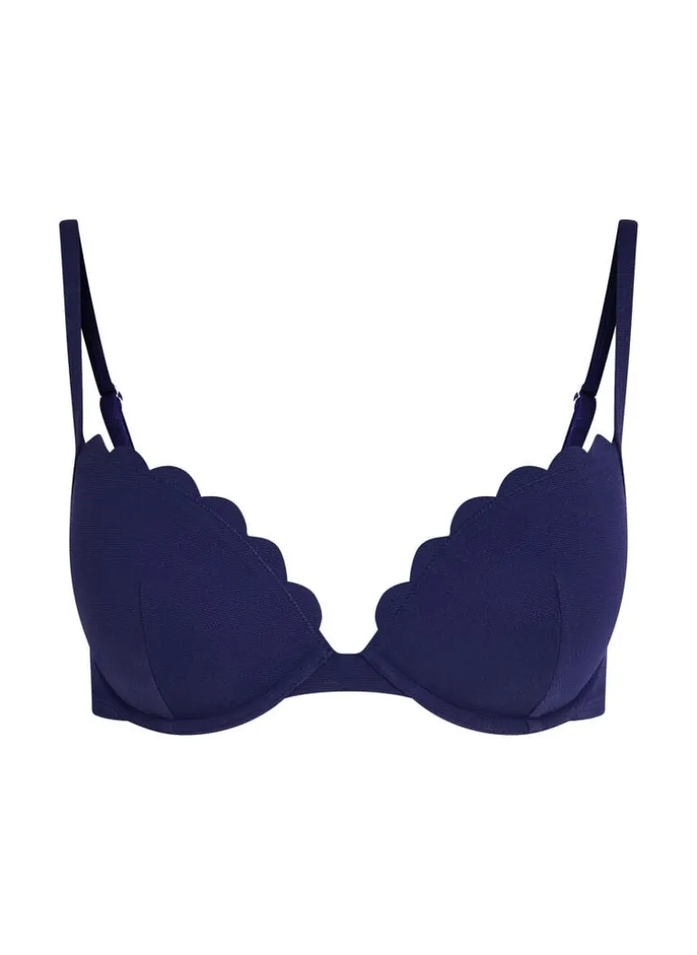 Scallop push-up underwired bikini top Cup A - E - Blue