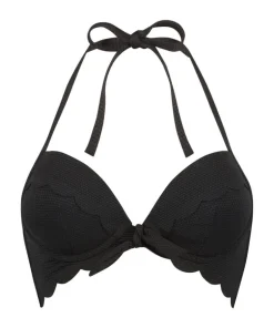 Scallop push-up underwired bikini top Cup A - E - Black