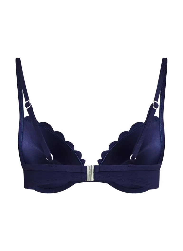 Scallop push-up underwired bikini top Cup A - E - Blue