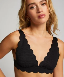 Scallop triangle bikini top - Black