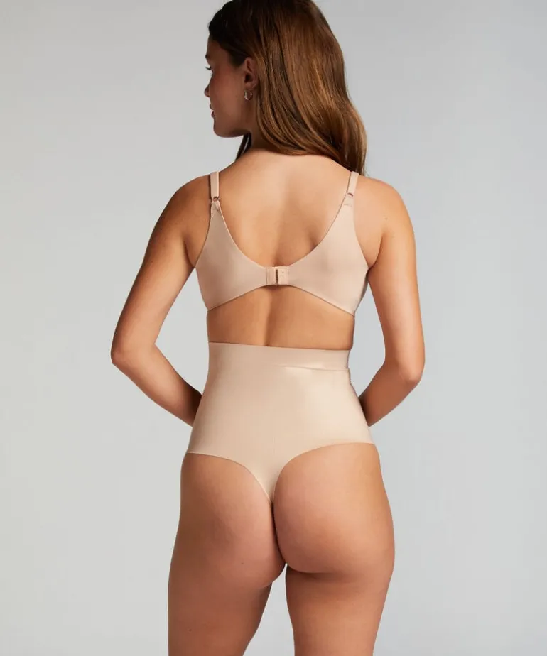 Sculpting scuba high waisted thong - Beige