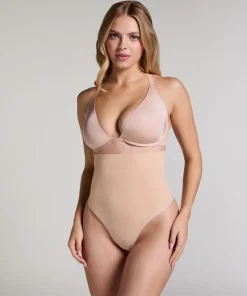 Seamless Enhancing High Waisted Thong - Beige
