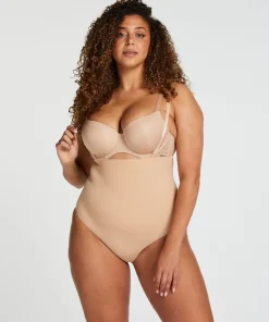Seamless Enhancing High Waisted Thong - Beige