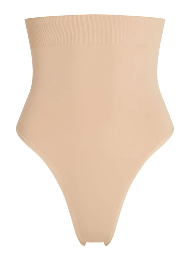 Seamless Enhancing High Waisted Thong - Beige