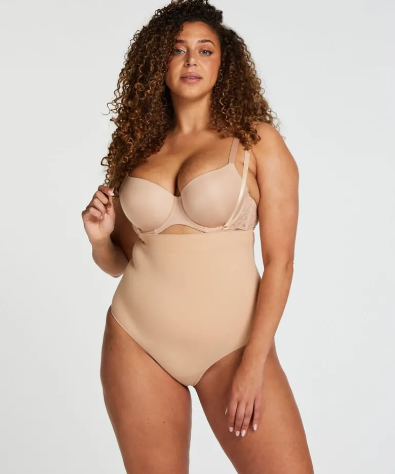 Seamless Enhancing High Waisted Thong - Beige