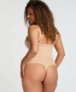 Seamless Enhancing High Waisted Thong - Beige