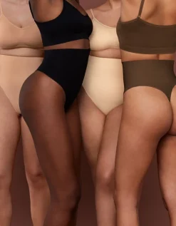 Seamless Enhancing High Waisted Thong - Beige