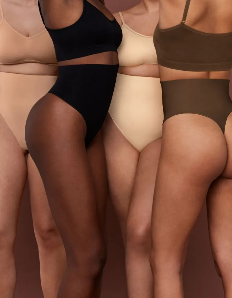 Seamless Enhancing High Waisted Thong - Beige