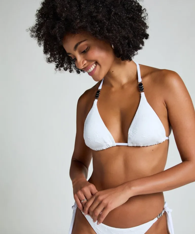 Seashell Triangle Bikini Top - White