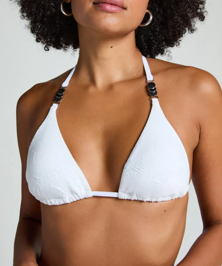 Seashell Triangle Bikini Top - White
