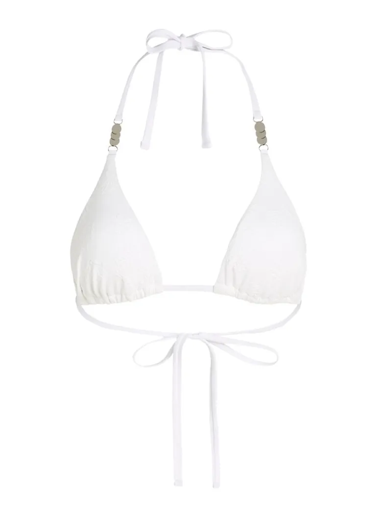 Seashell Triangle Bikini Top - White
