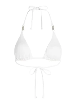 Seashell Triangle Bikini Top - White