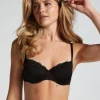Secret Lace Padded Underwired Bra - Black