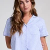 Seersucker Short-Sleeved Jacket - Blue