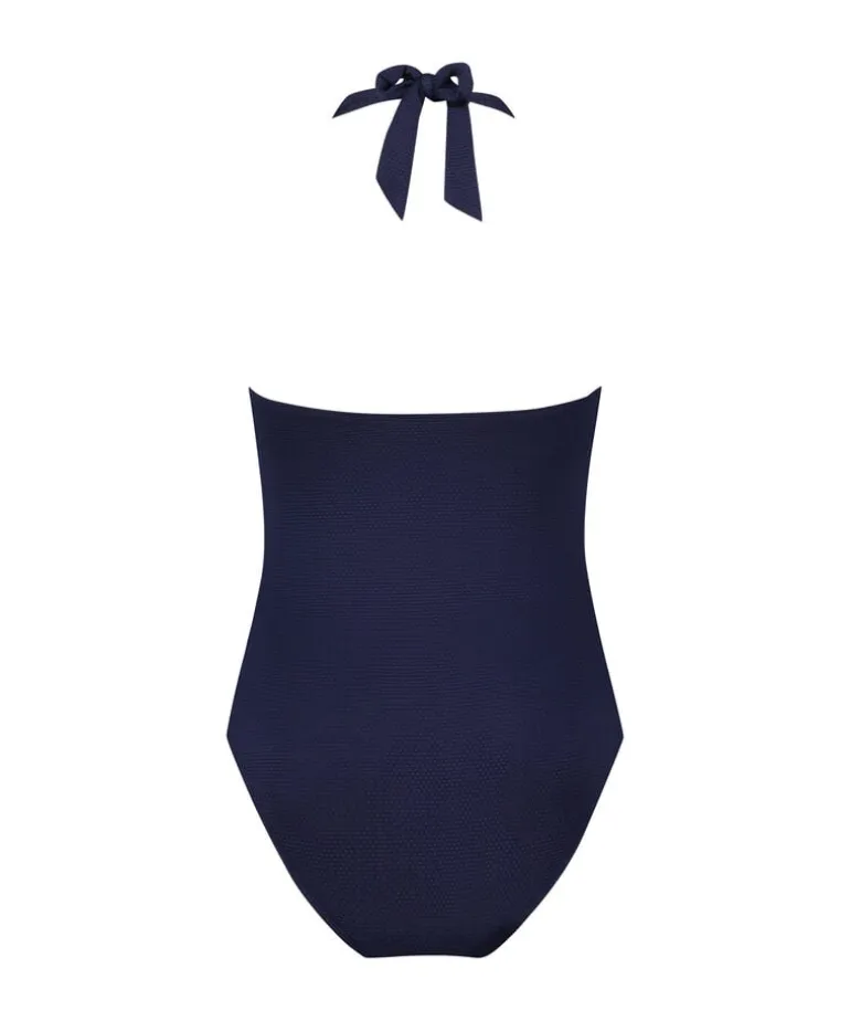 Shaping Halter Scallop Swimsuit - Blue